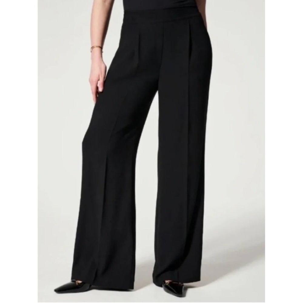 Spanx Women's Small Black Carefree Crepe Pleated Trouser Pants